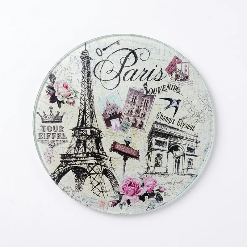 Paris Landmarks Glass Chopping Board