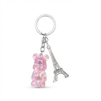 Parisian Charm Keychains – Iridescent Bear, Unicorn & Eiffel Tower Collection