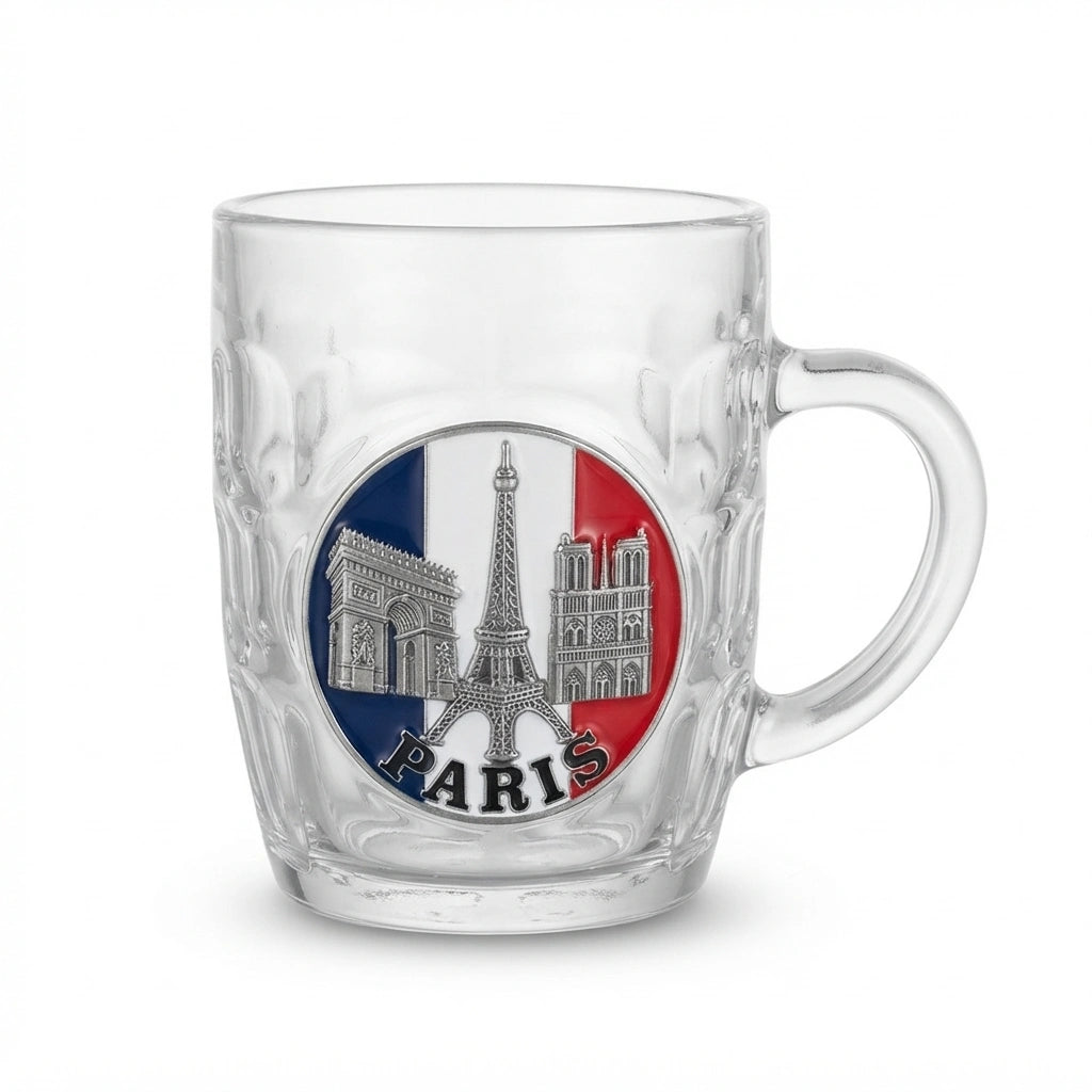 Paris French Flag Emblem Beer Glass Mug