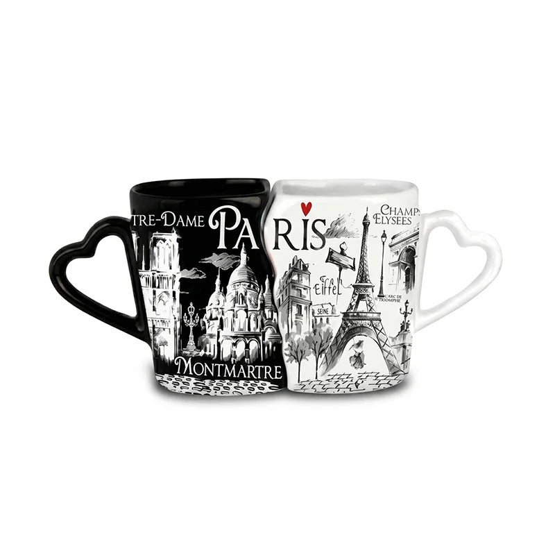Paris Interlocking Couple Mugs Set