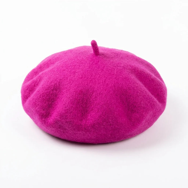 Bright Pink Classic French Wool Beret