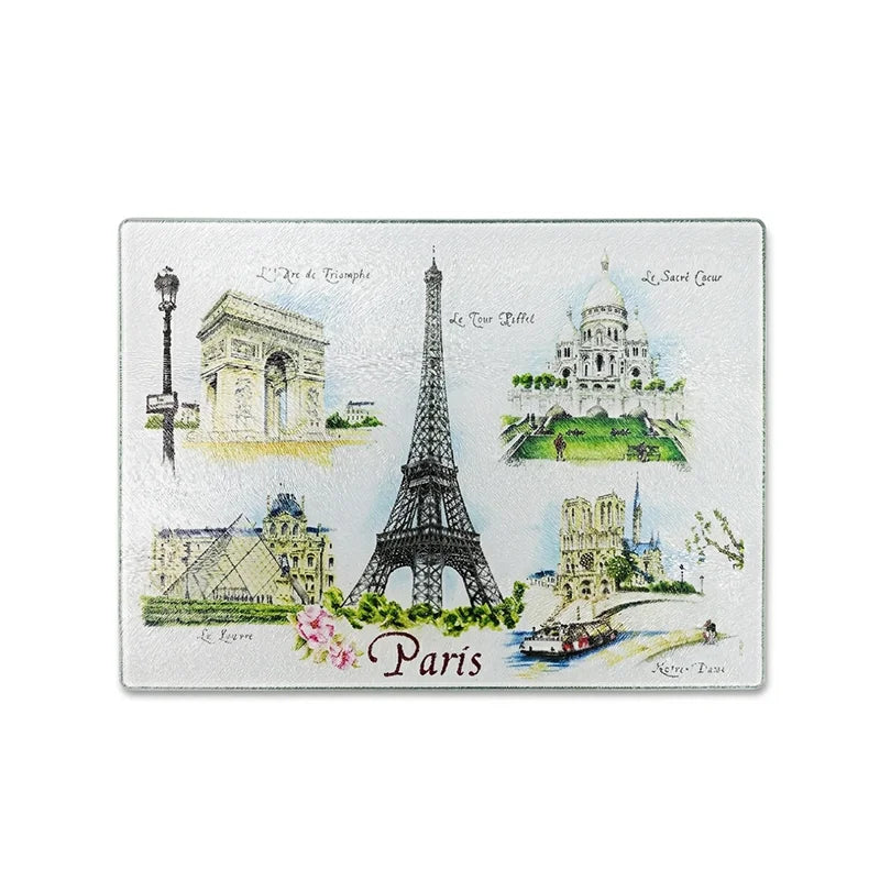 Paris Landmarks Glass Chopping Board