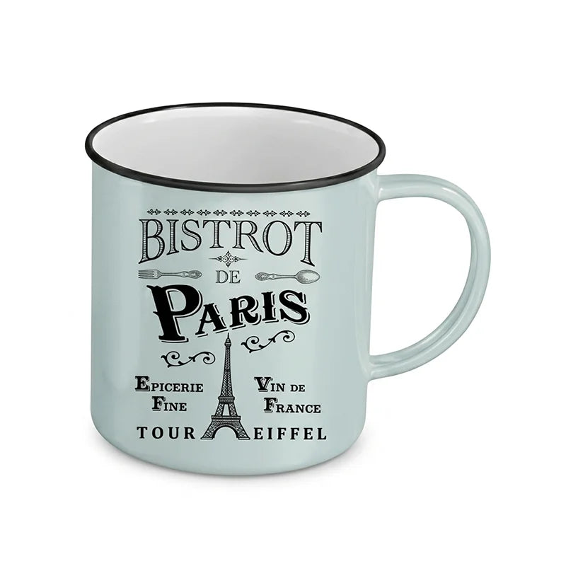 Vintage Bistrot de Paris Enamel Mug