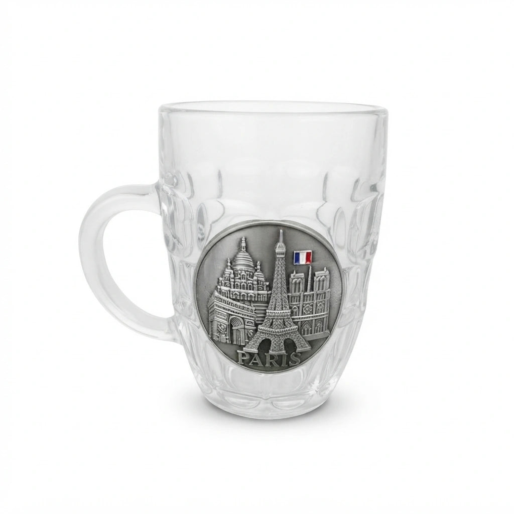 Paris French Flag Emblem Beer Glass Mug
