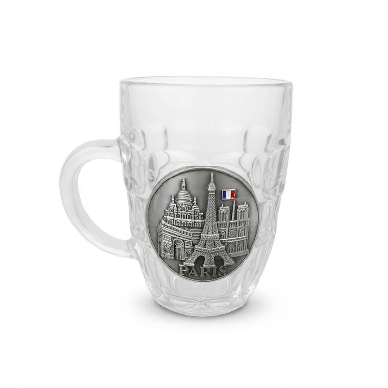 Paris French Flag Emblem Beer Glass Mug