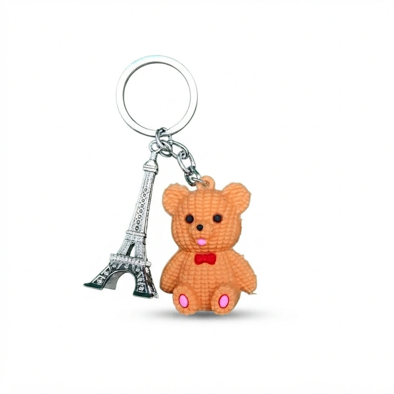 Porte-clés Charme Parisien – Collection Ours iridescent, Licorne & Tour Eiffel