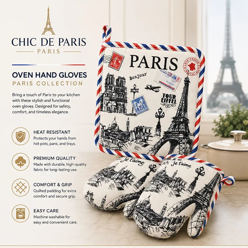 Chic de Paris Oven Mitt & Pot Holder Set