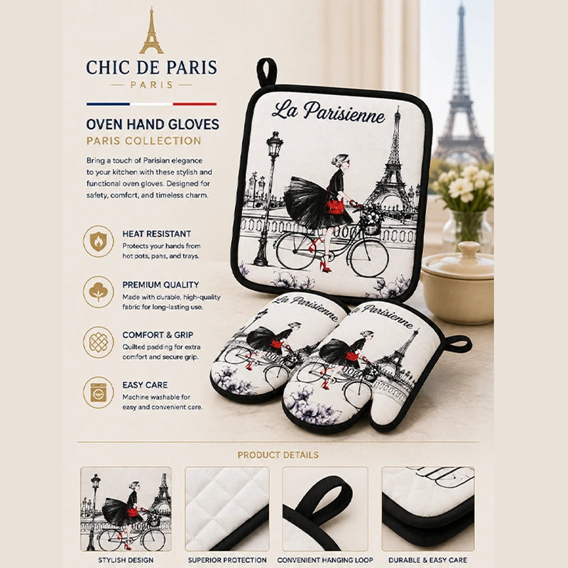 Chic de Paris Oven Mitt & Pot Holder Set
